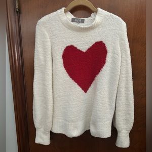 Soft chenille heart sweater size S